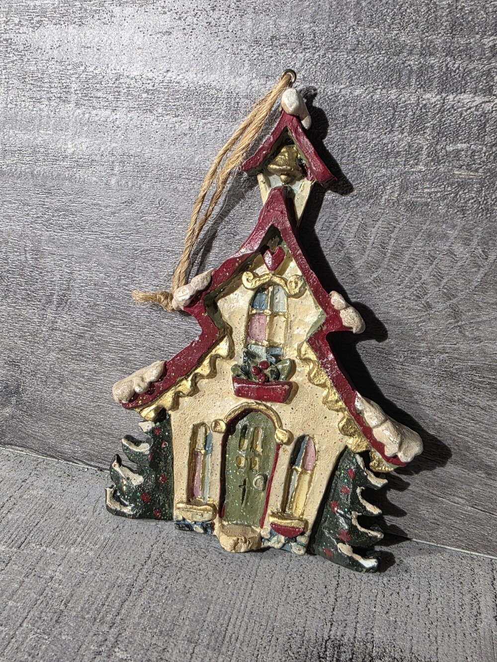 Kurt S Adler Whimsical School House Christmas Holiday Ornament Vtg g67g5